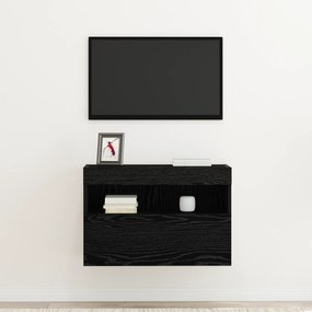 vidaXL Ντουλάπα Τοίχου για TV με Φωτιστικά LED Μαύρη Δρυς 60x30x40 εκ.