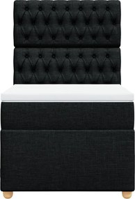 vidaXL Κρεβάτι Boxspring με Στρώμα Μαύρο 90x190 εκ.Υφασμάτινο