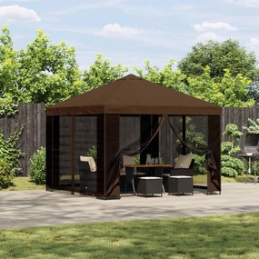 vidaXL Κιόσκι 3 x 3 m Καφέ Πολυεστέρας και Χάλυβας 190 gsm