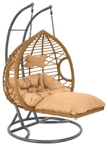 Hanging Double armchair nest Grey-Beige with pillow  120&#039;x200 cm