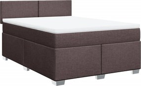 vidaXL Κρεβάτι Boxspring με Στρώμα Σκούρο Καφέ 140x200 εκ Υφασμάτινο