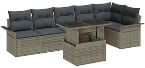 vidaXL Σετ Καναπέ Κήπου με μαξιλάρι 7 pcs Γκρι Πολυ ράταν