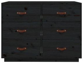 Συρταριέρα Μαύρη 100 x 40 x 75 εκ. από Μασίφ Ξύλο Πεύκου - Μαύρο