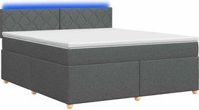 vidaXL Κρεβάτι box spring με στρώμα Σκούρο Γκρι 140 x 190 cm Ύφασμα