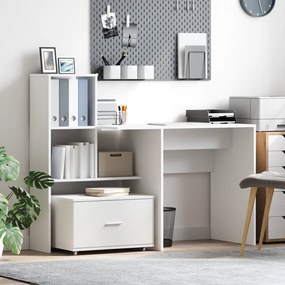 vidaXL Γραφείο Λευκό 131.5 x 50 x 106.5 εκ. Επεξεργασμένο ξύλο