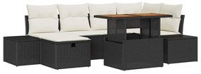 vidaXL Σετ Καναπέ Κήπου 7 pcs Μαύρο συνθετικό ρατάν