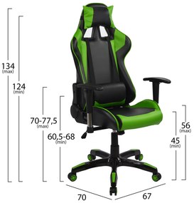ΠΟΛΥΘΡΟΝΑ GAMING RACING HM1056.03 ΜΑΥΡΟ - ΠΡΑΣΙΝΟ PU 67x70x134 εκ. (1 Τεμμάχια)