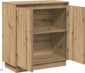 vidaXL Πλευρικό Τραπέζι LED Artisan Δρυς 71 x 34,5 x 75 εκ.