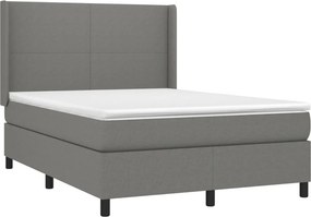 vidaXL Κρεβάτι Boxspring με Στρώμα Σκούρο Γκρι 140x190 εκ. Υφασμάτινο