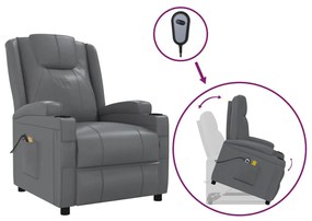 vidaXL Πολυθρόνα Μασάζ με Ανύψωση Ανθρακί από Συνθετικό Δέρμα