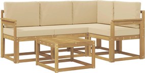 vidaXL Σειρά Καναπέ Εξωτερικού με μαξιλάρι 5 pcs Λευκό και Μπεζ