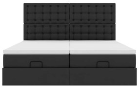 vidaXL Οθωμανικό κρεβάτι με στρώματα Μαύρο 200x200cm Faux Leather