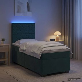 vidaXL Κρεβάτι box spring με στρώμα Σκούρο Πράσινο 100 x 200 cm