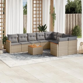 vidaXL Patio Sofa Set 9-θέσια Μικτό μπεζ