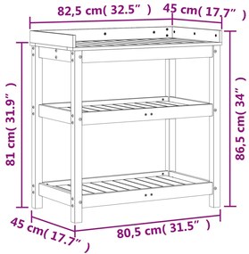 ΤΡΑΠΕΖΙ ΚΗΠΟΥΡΙΚΗΣ ΜΕ ΡΑΦΙΑ 82,5X45X86,5 ΕΚ. ΜΑΣΙΦ ΨΕΥΔΟΤΣΟΥΓΚΑ 832435