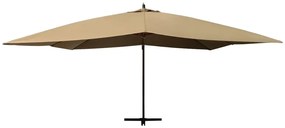 Ομπρέλα Κρεμαστή Taupe 400 x 300 εκ. με Ξύλινο Ιστό - Μπεζ-Γκρι