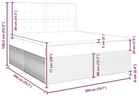 Κρεβάτι Boxspring με Στρώμα Μαύρο 200x200 εκ. Υφασμάτινο - Μαύρο