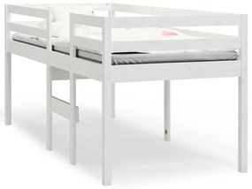 vidaXL Κρεβάτι Υπερυψωμένο Λευκό 75x190 εκ. από Μασίφ Ξύλο Πεύκου