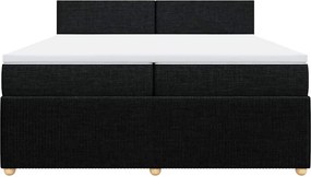 vidaXL Κρεβάτι Boxspring με Στρώμα Μαύρο 200x200 εκ. Υφασμάτινο