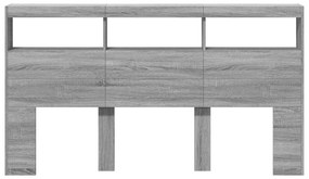 vidaXL Κεφαλάρι με Αποθηκ. Χώρο & LED Γκρι Sonoma 180x17x102 εκ.