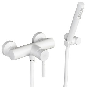 La Torre New Tech White Matt Μπαταρία Ντουζιέρας με Tηλέφωνο Anticalcare, Eπίτοιχο Στήριγμα Τηλεφώνου&amp;Άθραυστο Σπιράλ 12060-300