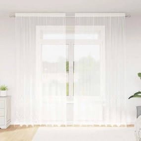 vidaXL Κουρτίνες με κουρτίνες Floral Λευκό 200 x 280 εκ. Πολυεστέρας