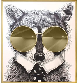 Πίνακας Racoon Thug Life με χρυσό καθρέφτη MDF/Καμβάς 118x130 εκ. 4710-5 Supergreens-4710-5-Χρυσό 4710-5