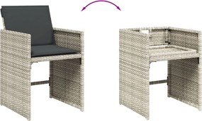 vidaXL Σετ Τραπεζαρίας Κήπου 9 τεμ. Αν. Γκρι Συνθ. Ρατάν με Μαξιλάρια