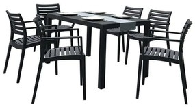 Τραπεζαρία Σετ 7Τμχ Ares/Artemis 20.9998 140X80cm Black Siesta 6 Θέσεων