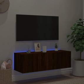 vidaXL Έπιπλο Τοίχου Τηλεόρασης με LED Καφέ Δρυς 100x35x31 εκ.