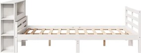 vidaXL Κρεβάτι Βιβλιοθήκη Χωρίς Στρώμα Λευκό 135x190 εκ Μασίφ Πεύκο