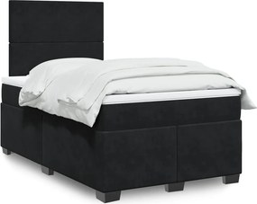 vidaXL Κρεβάτι Boxspring με Στρώμα Μαύρο 120x190 εκ. Βελούδινο