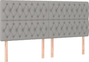 vidaXL Κρεβάτι Boxspring με Στρώμα Ανοιχτό Γκρι 200x200 εκ. Υφασμάτινο