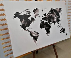 Εικόνα στον παγκόσμιο χάρτη φελλού σε διανυσματικό γραφικό σχέδιο σε ασπρόμαυρο σχέδιο