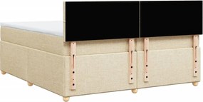 vidaXL Κρεβάτι Boxspring με Στρώμα Κρεμ 200x200 εκ. Υφασμάτινο