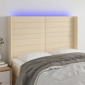 Κεφαλάρι Κρεβατιού LED Κρεμ 147x16x118/128 εκ. Υφασμάτινο - Κρεμ