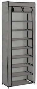 vidaXL Παπουτσοθήκη με Κάλυμμα Γκρι 57 x 29 x 162 εκ. Υφασμάτινη