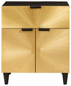 vidaXL Κομοδίνο Μαύρο και Χρυσό 50 x 33 x 60 εκ Μασίφ ξύλο μάνγκο