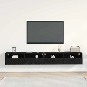 vidaXL Ντουλάπι Τηλεόρασης Τοίχου 2 pcs Μαύρη δρυς 100 x 30 x 30 cm