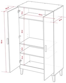 Ντουλάπα Lounge δίφυλλη-Leuko