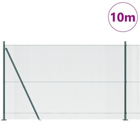 vidaXL Φράκτης  Συρματόπλεγμα με 7 Φλαντζαριστές Στήλες Πράσινος 1.4x10 μ. Χάλυβας