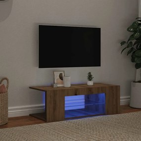vidaXL Έπιπλο Τηλεόρασης με LED Αρτισιανή Δρυς 90x39x30 εκ Επεξ.Ξύλο