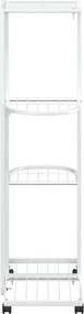 vidaXL Βάση Λουλουδιών 4 Επιπέδων με Ρόδες 44x23x80 εκ. Λευκή Σίδερο