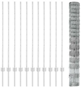 vidaXL Φράχτης με Στήλες. Ασημί 1.2 x 25 m Ατσάλι
