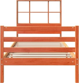 vidaXL Κρεβάτι Βιβλιοθήκη Χωρίς Στρώμα Καφέ 100x200 εκ Μασίφ Πεύκο