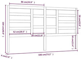 Κεφαλάρι Κρεβατιού Λευκό 186 x 4 x 104 εκ. Μασίφ Ξύλο Πεύκου - Λευκό