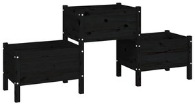 vidaXL Ζαρντινιέρα Μαύρη 178,5 x 44 x 75 εκ. από Μασίφ Ξύλο Πεύκου