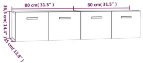 Ντουλάπια Τοίχου 2 τεμ. Γυαλ. Λευκό 80x35x36,5 εκ. Επεξ. Ξύλο - Λευκό