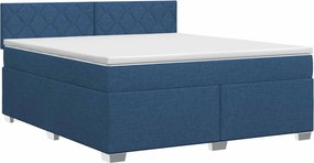 vidaXL Κρεβάτι box spring με στρώμα Μπλε 140 x 190 cm Ύφασμα