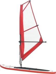 vidaXL Σανίδα SUP Φουσκωτή Σετ Κόκκινο / Λευκό με Πανί
